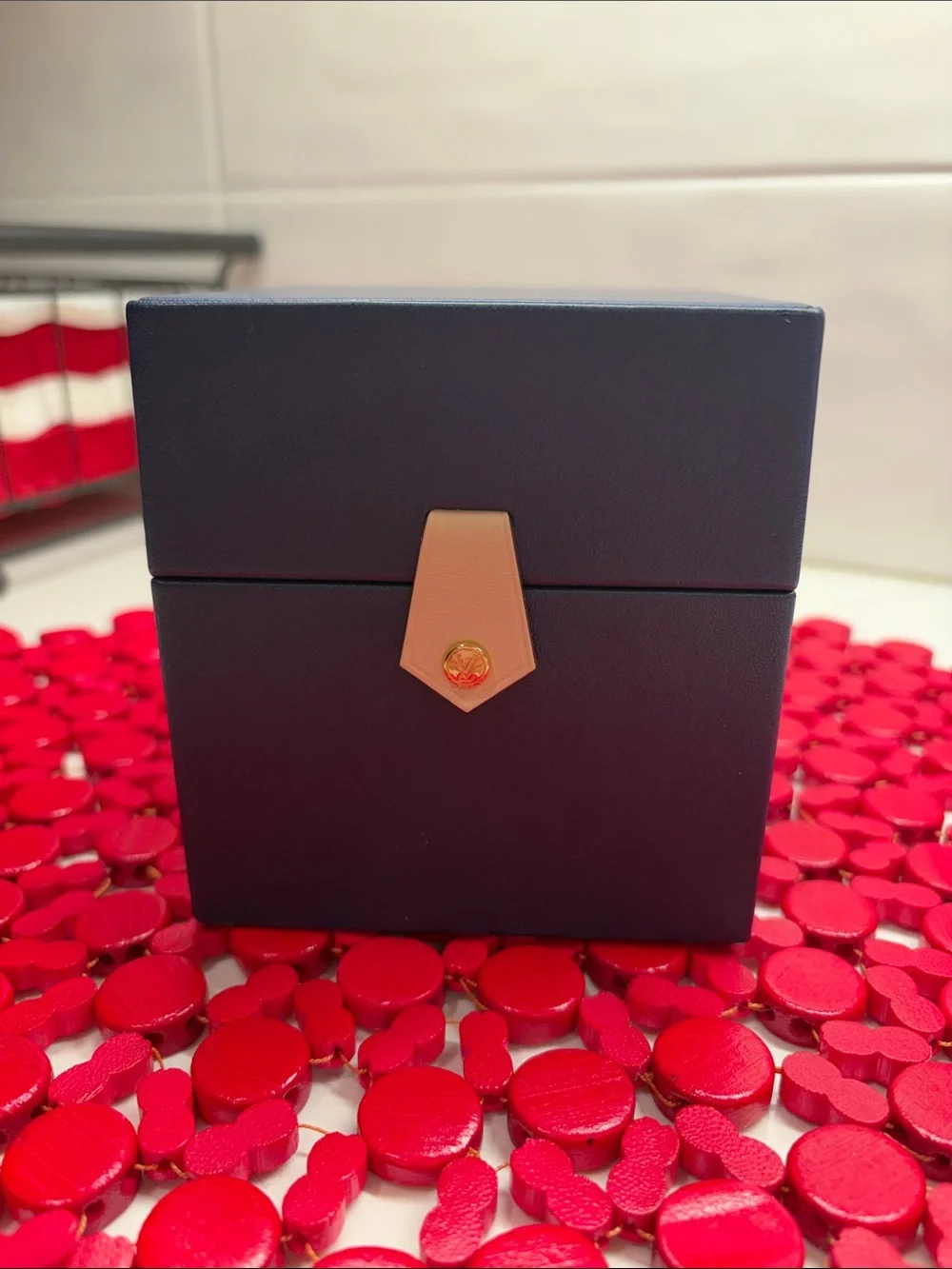 Louis Vuitton Men's Navy Blue Jewelry Box with Gold Accent